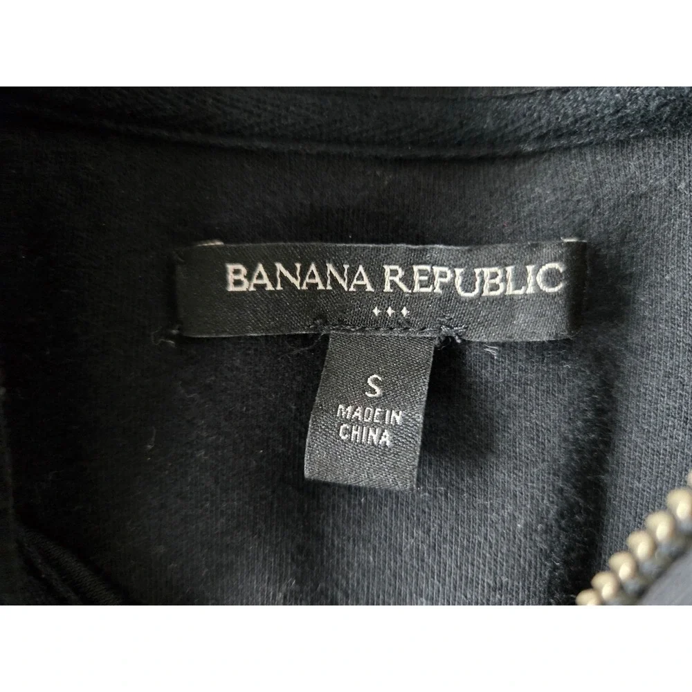 Banana Republic Mens Small Black Mixed Media Full Zip Jacket Cotton‎